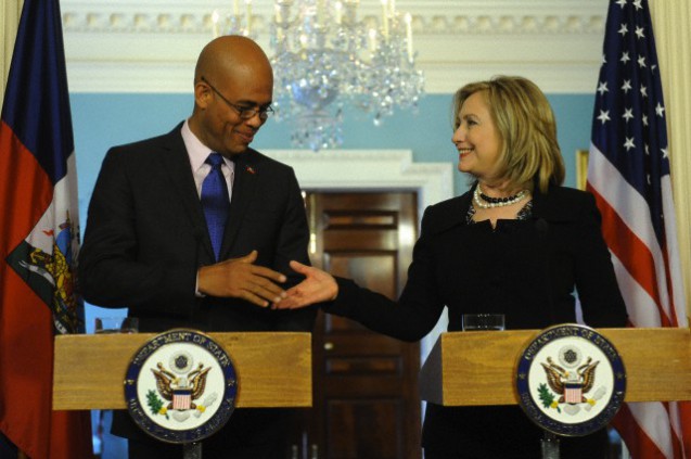 US Secretary of State Hillary Clinton and President-elect of Haiti Michel Martelly